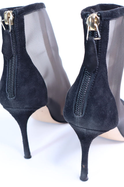 MARION PARKE Dolby Mesh Heeled Bootie Black Suede Almond Toe Women's 36/US 6