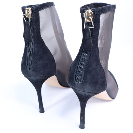 MARION PARKE Dolby Mesh Heeled Bootie Black Suede Almond Toe Women's 36/US 6