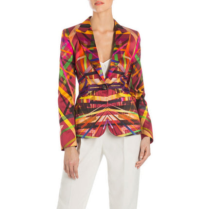ESCADA Bozena Blazer Fantasy Multicolor Geometric Single Button Women's 40/US10