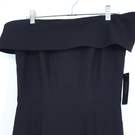 Laundry by Shelli Segal Off Shoulder Gown Black NWT A Line Maxi Dress Women's 4
