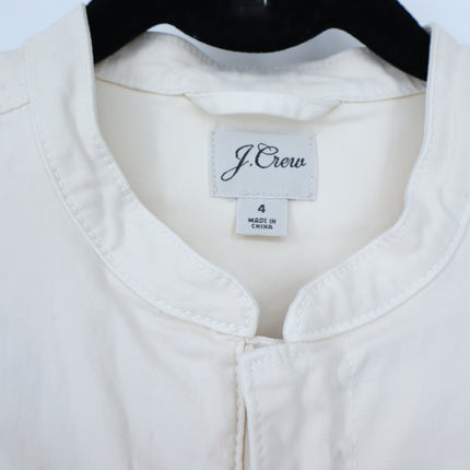 J. Crew Puff Sleeve Chino Jumpsuit Off White Belted Long Sleeve Women's 4