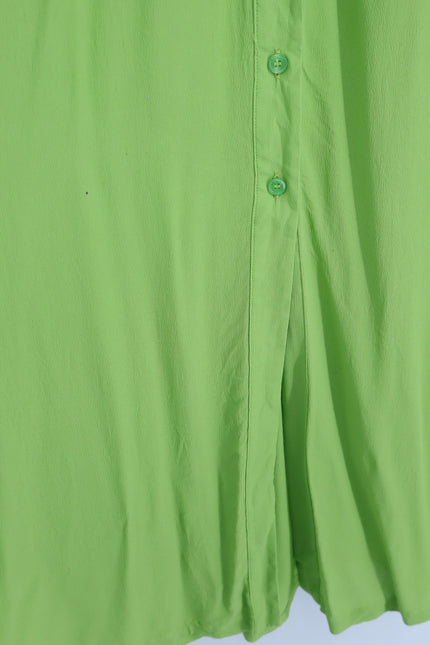 MEIMEIJ Lime Green Midi Dress Chiffon Button Front Midi Women's 42/US 6