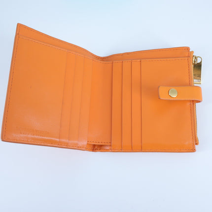 Bottega Veneta Intrecciato Leather Wallet Papaya Orange Bi-Fold Luxury