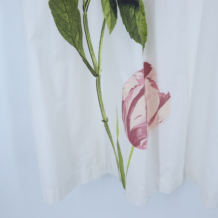ANTHROPOLOGIE Belted V-Neck Midi Dress White Floral NWT Long Sleeve Women's XS