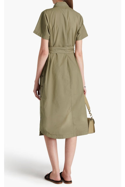 DEREK LAM NWT Mikala Belted Shirt Dress Oregano Green Short Sleeve Women's M