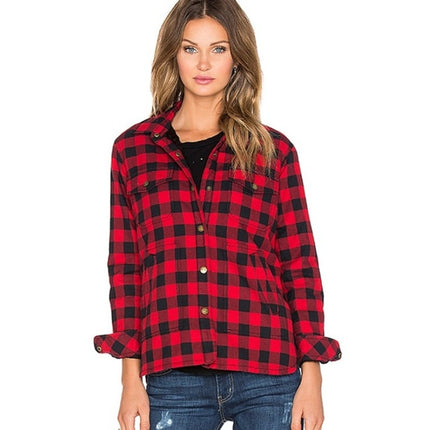Current/Elliott Plaid Sherpa Jacket Red Black Buffalo Check Women's 1/US 4