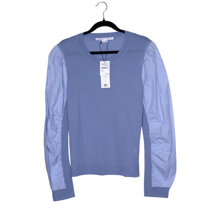 VERONICA BEARD Adler Mixed Media Sweater NWT Light Blue Merino Wool Women's XL