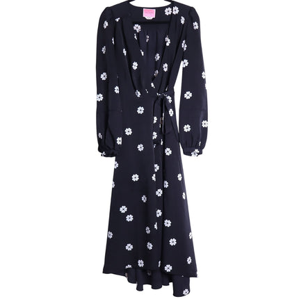 KATE SPADE Black Spade Clover Toss Belted Wrap Dress Long Sleeve Women's 10