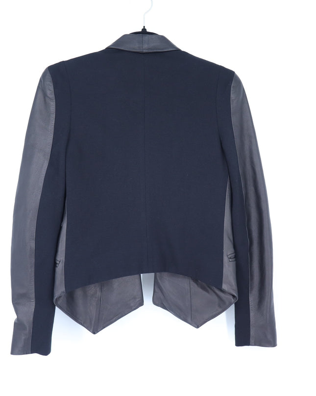 Rebecca Minkoff Beckly Open Blazer Black Lamb Leather Long Sleeve Women's XS