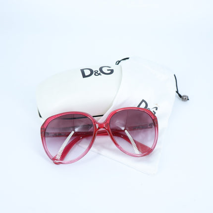 Dolce & Gabbana Oversized Round Eye Sunglasses Red Translucent Women's