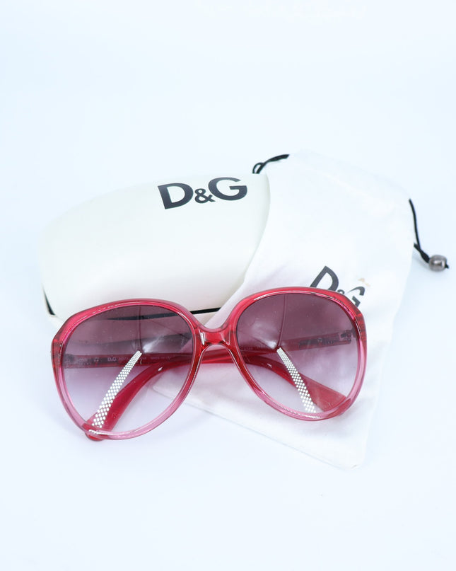 Dolce & Gabbana Oversized Round Eye Sunglasses Red Translucent Women's