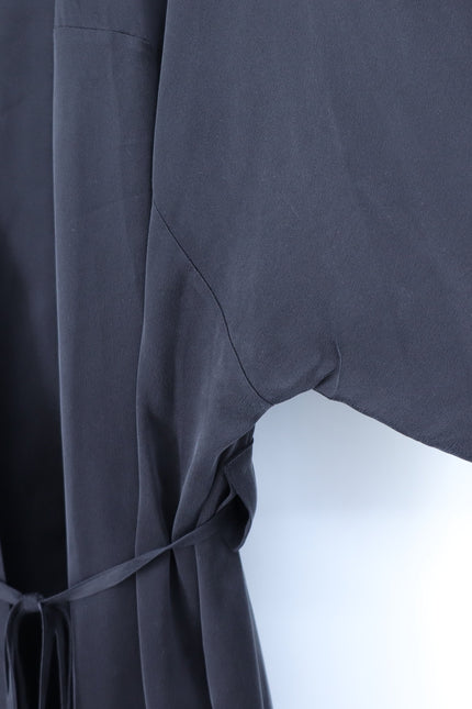 LUNYA Oversized Silk Mini Robe Immersed Black Belted Loungewear Women's L/XL