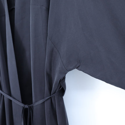 LUNYA Oversized Silk Mini Robe Immersed Black Belted Loungewear Women's L/XL