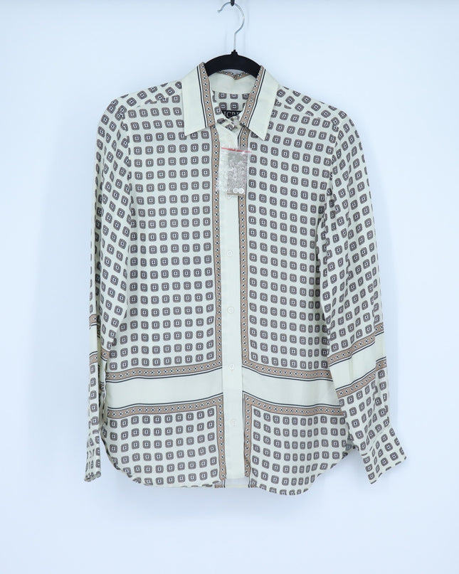 J. Crew Jules Classic Fit Shirt Ivory Foulard Print NWT Button Up Women's 00