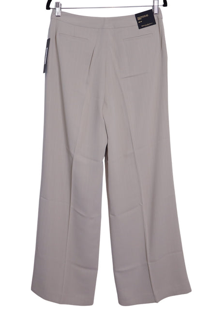 DONNA KARAN NWT Pinstripe Wide Leg Dress Pants Cobblestone Cream Women's 10P