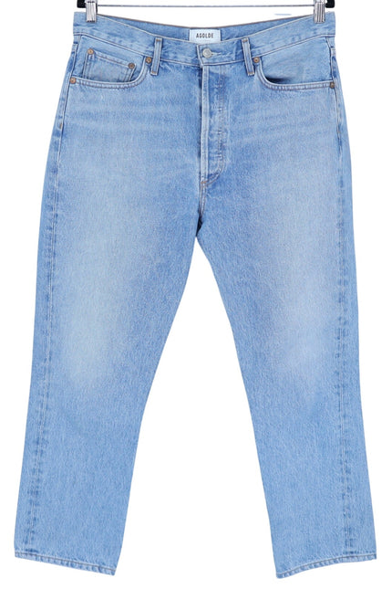 AGOLDE Riley Straight Cropped Jean Renewal Blue Light Wash High Rise Women's 31
