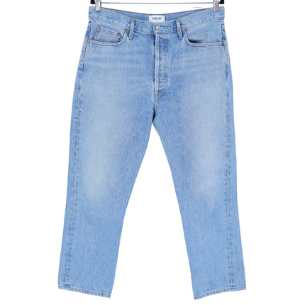 AGOLDE Riley Straight Cropped Jean Renewal Blue Light Wash High Rise Women's 31