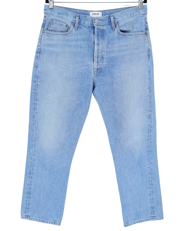 AGOLDE Riley Straight Cropped Jean Renewal Blue Light Wash High Rise Women's 31