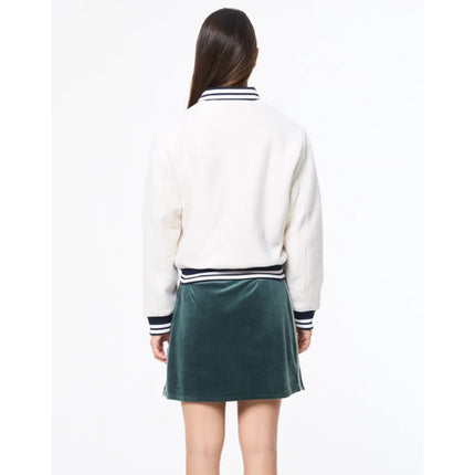 SERGIO TACCHINI Marisa Varsity Jacket Gardenia White Navy Wool Blend Women's S