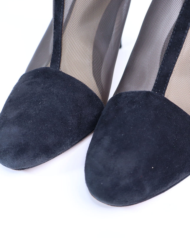 MARION PARKE Dolby Mesh Heeled Bootie Black Suede Almond Toe Women's 36/US 6