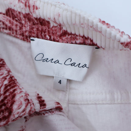 Cara Cara Sonia Pant Jacobean Red Printed Corduroy Crop Wide Leg Women's 4