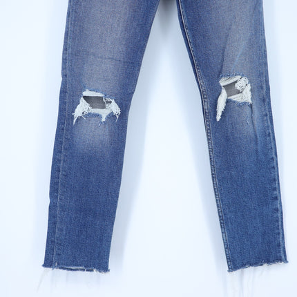 RE/DONE 90's Ankle Crop Jeans Blue Dusk Destroy High Rise Stretch Women's 25