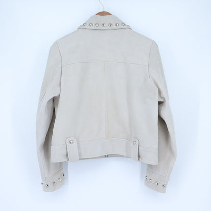 Rails Zeta Studded Jacket Taupe Goat Suede Leather Zip Up Women's S