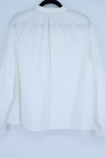 SEZANE Nerissa Button Up Shirt Ecru White Oragnic Cotton Poplin Women's 40/US 8