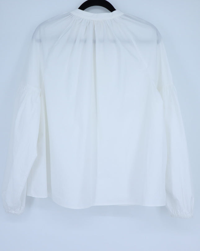 SEZANE Nerissa Button Up Shirt Ecru White Oragnic Cotton Poplin Women's 40/US 8