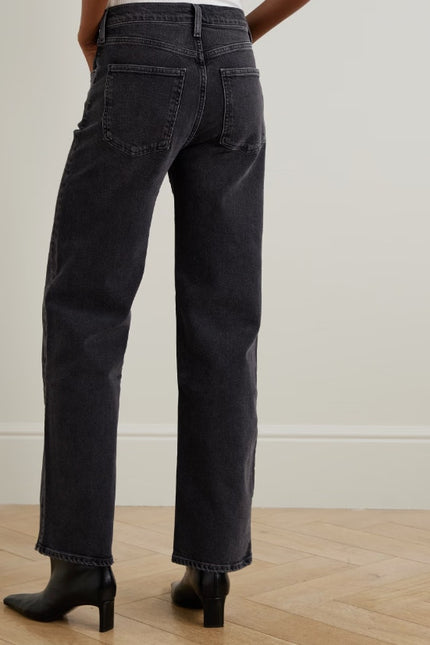 AGOLDE Harper Wide Leg Jeans Radius Black Mid Rise Zip Fly Women's 24