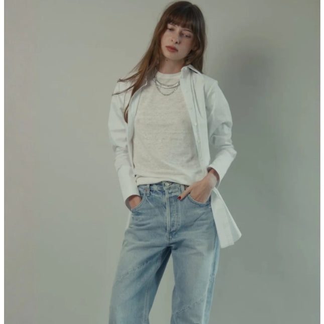 CLASSIC SIX Donna Button Down Shirt White Long Sleeve Cotton Blouse Women's 8