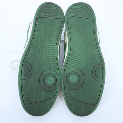 TORY BURCH Hank Court Sneakers White Green Lace Up Low Top Women's 8.5