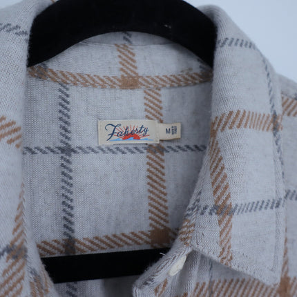 Faherty Legend Sweater Shirt Open Tundra Grey Windowpane Button Down Women's M