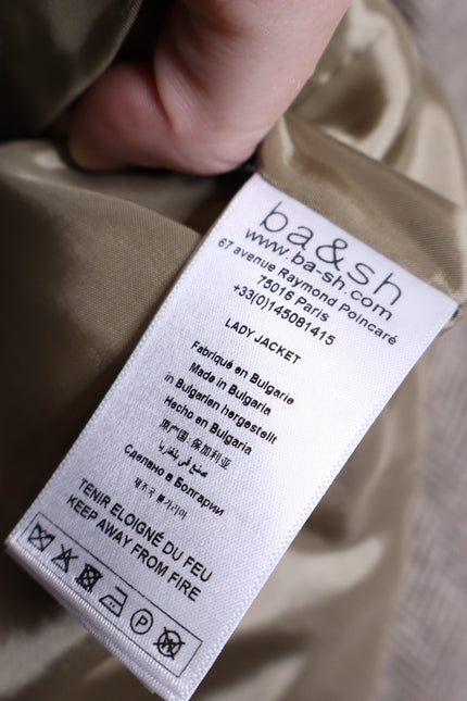BA&SH Blanche Blazer Beige Cropped Long Sleeves Lady Jacket Women's 1/US 4