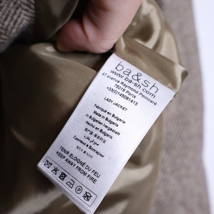 BA&SH Blanche Blazer Beige Cropped Long Sleeves Lady Jacket Women's 1/US 4