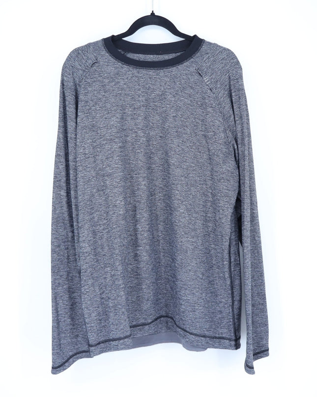 Lululemon Pacific Run Knit Top Black Heathered Crew Neck Activewear Men's XL