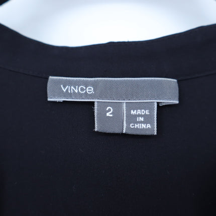 Vince Silk Popover Blouse Black Lightweight Long Sleeve Women's 2