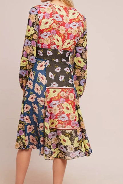 MAEVE Gardenia Wrap Dress Multicolored Floral NWT Long Sleeve Women's 8
