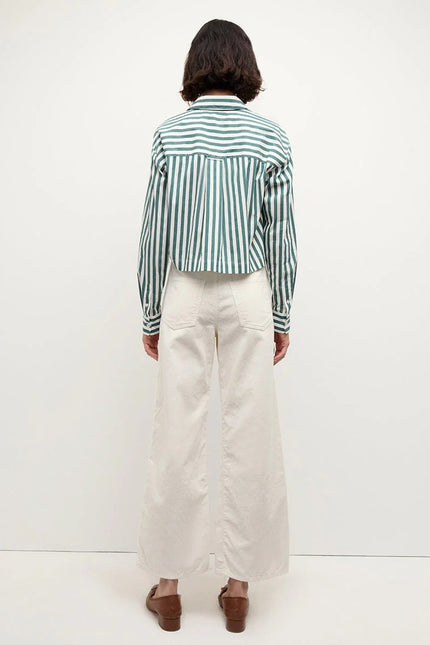 VERONICA BEARD Taylor Wide Leg Crop Pants Ecru Corduroy High Rise Women's 30