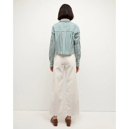 VERONICA BEARD Taylor Wide Leg Crop Pants Ecru Corduroy High Rise Women's 30