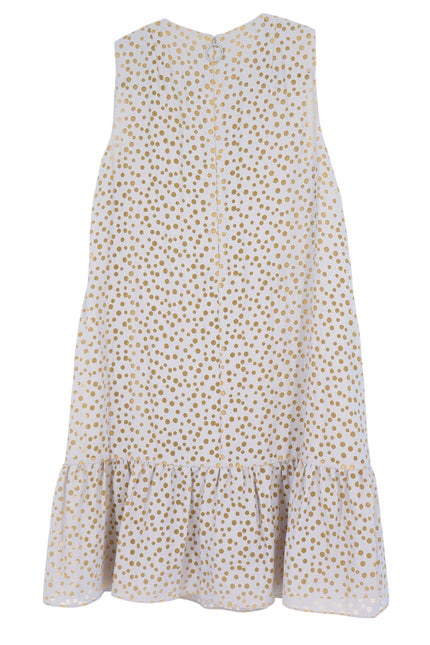 AKRIS PUNTO Sleeveless Polka Dot Flounce Dress Tan Gold Knee Length Women's 6