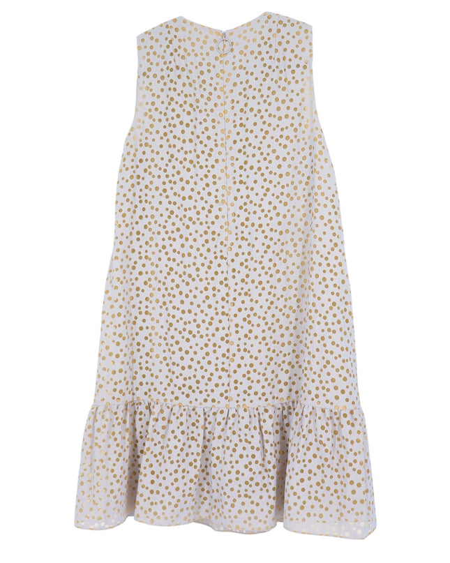 AKRIS PUNTO Sleeveless Polka Dot Flounce Dress Tan Gold Knee Length Women's 6
