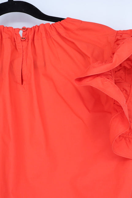 ULLA JOHNSON Elora Popover Blouse Coral Poplin Ruffle Sleeve Women's 2