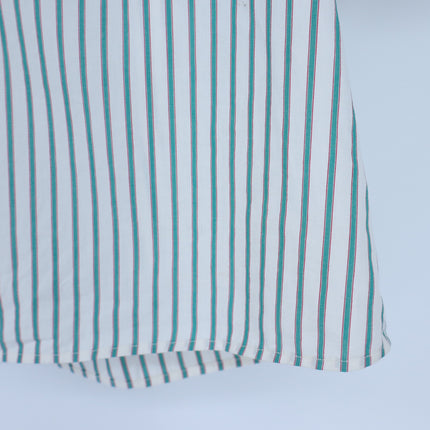 Frame V Neck Popover Blouse Green Gem Stripe Half Sleeve Women's M