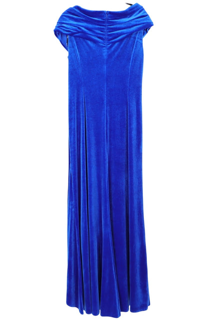 TADASHI SHOJI Alvarez Velvet Waterfall Drape Gown Bluebell Women's L