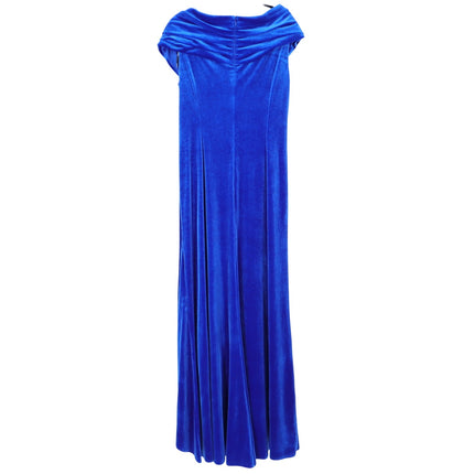 TADASHI SHOJI Alvarez Velvet Waterfall Drape Gown Bluebell Women's L