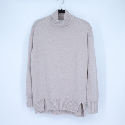 Vince Cashmere Double Slit Turtleneck Sweater Biscuit Beige Oversized Women's XS