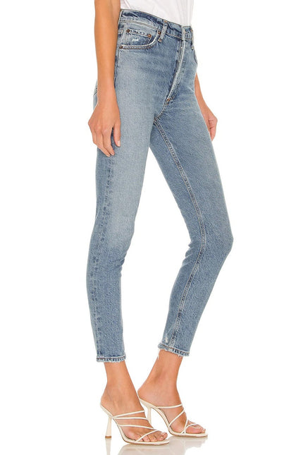 AGOLDE Nico High Rise Slim Jeans Chronicle Blue Light Wash Ankle Cut Women's 29