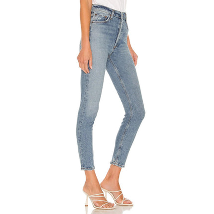 AGOLDE Nico High Rise Slim Jeans Chronicle Blue Light Wash Ankle Cut Women's 29