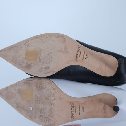 JIMMY CHOO Love 85 Asymmetric Pumps White Black Pointed Toe Women's 40.5/US 10.5